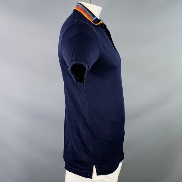 PAUL SMITH Size L Navy Multi Color Contrast Trim Cotton Short Sleeve Polo - Picture 3 of 9